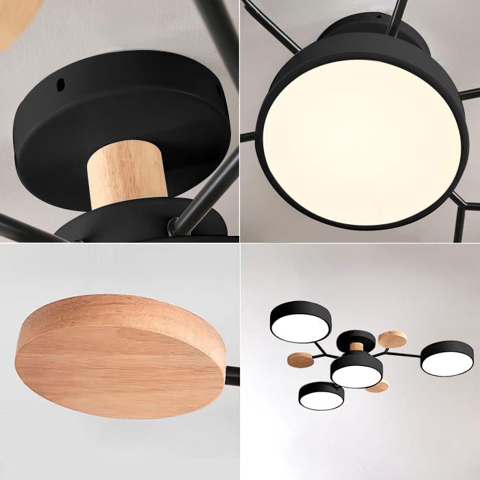 Modern LED Ceiling Wood Accents Living Room Decor - Image 14