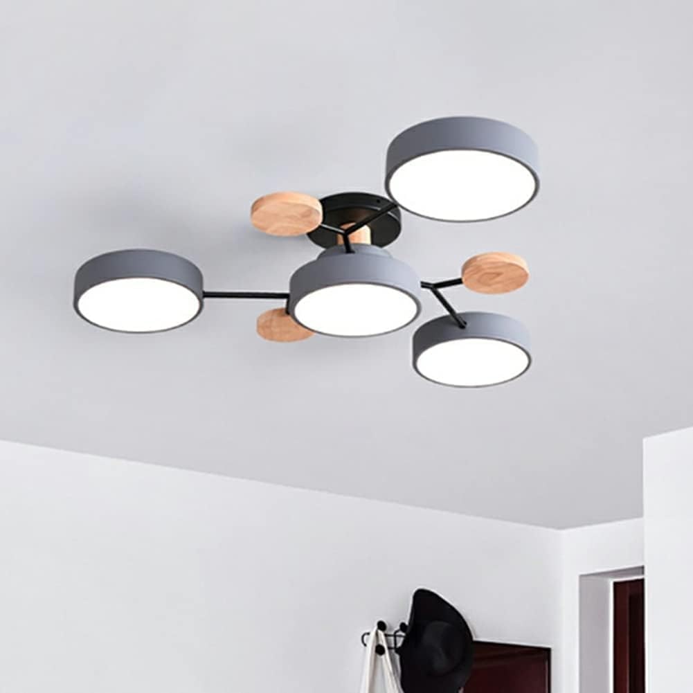 Modern LED Ceiling Wood Accents Living Room Decor - Image 15