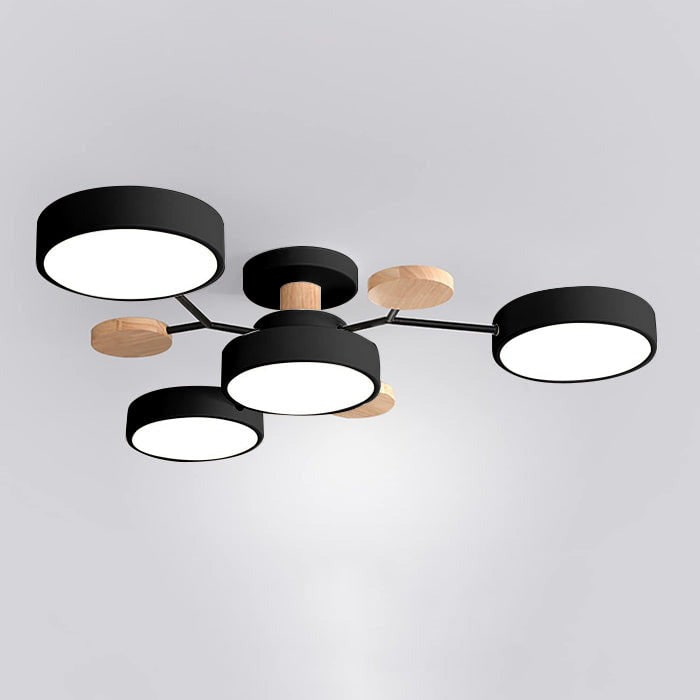 Modern LED Ceiling Wood Accents Living Room Decor - Image 2