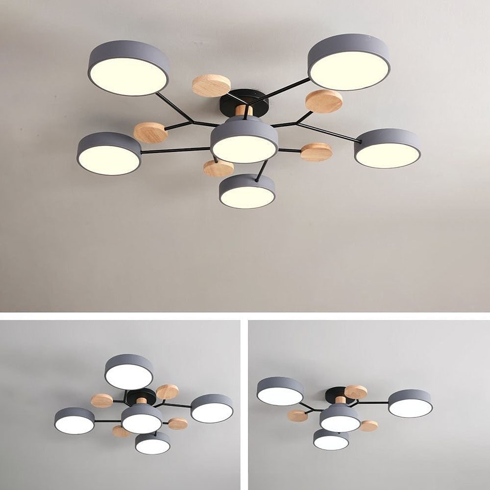 Modern LED Ceiling Wood Accents Living Room Decor - Image 21