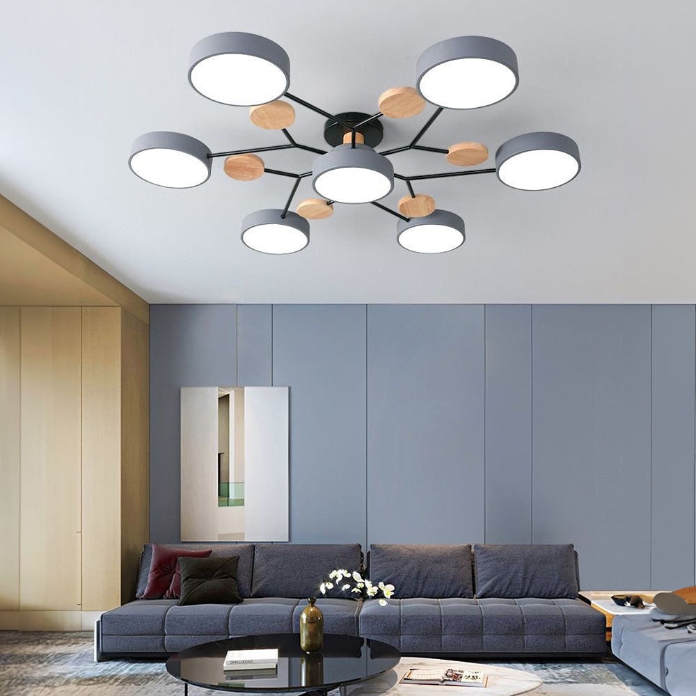Modern LED Ceiling Wood Accents Living Room Decor - Image 22