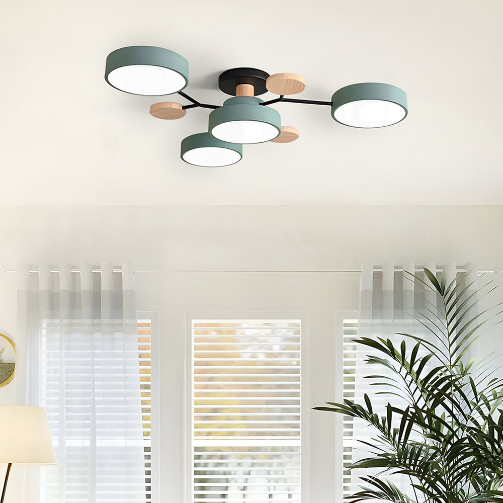 Modern LED Ceiling Wood Accents Living Room Decor - Image 27