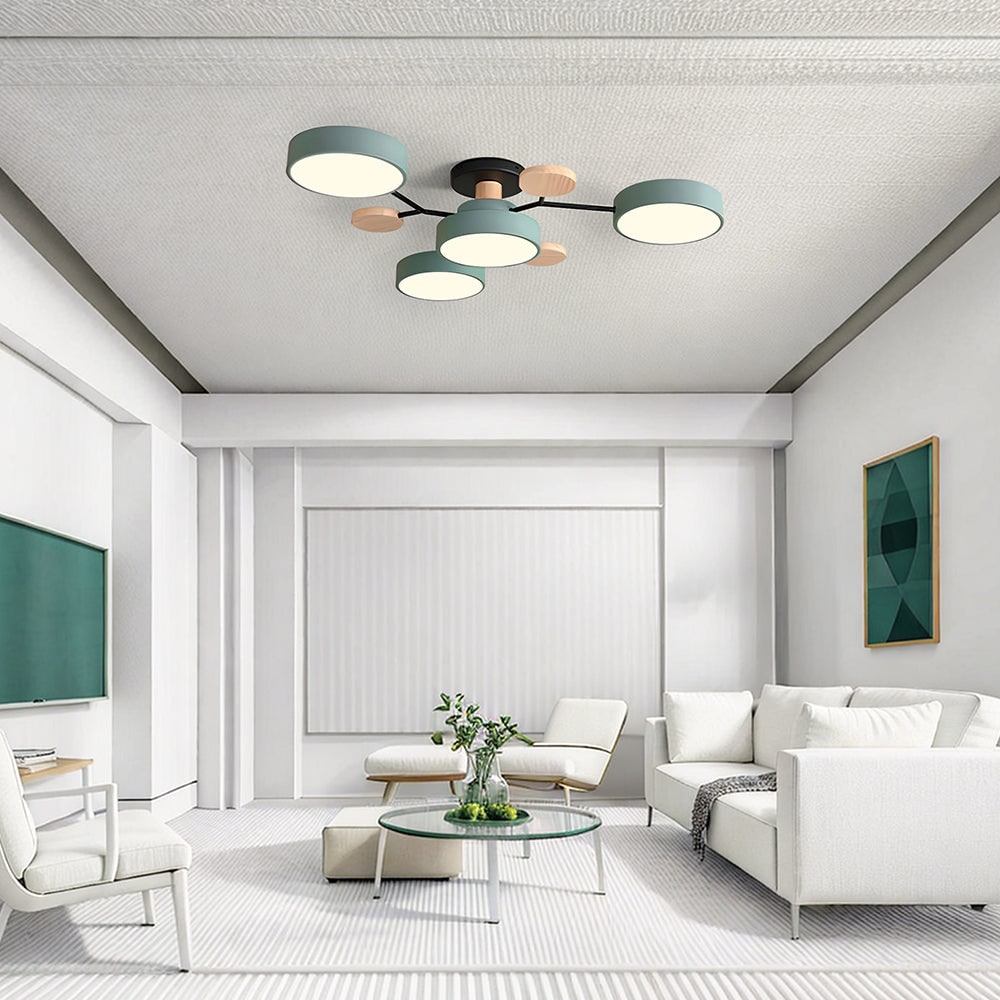 Modern LED Ceiling Wood Accents Living Room Decor - Image 28