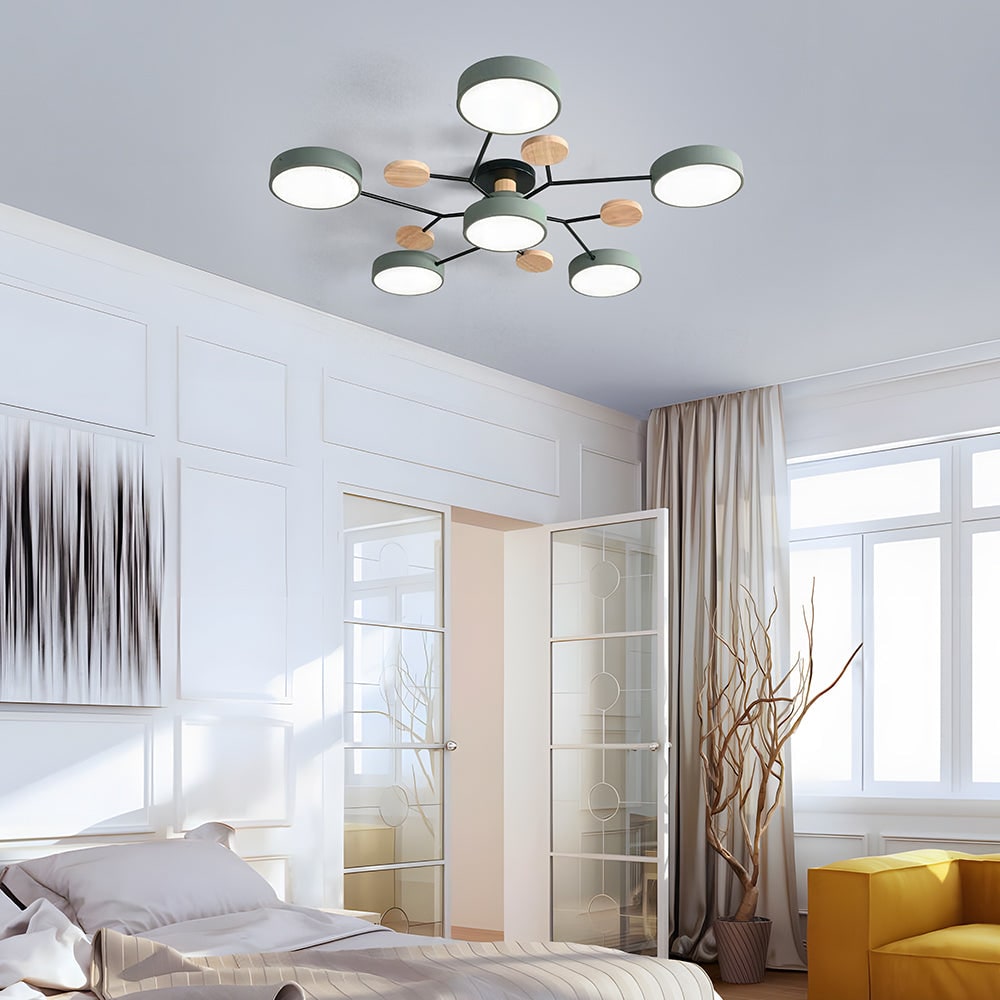 Modern LED Ceiling Wood Accents Living Room Decor - Image 33