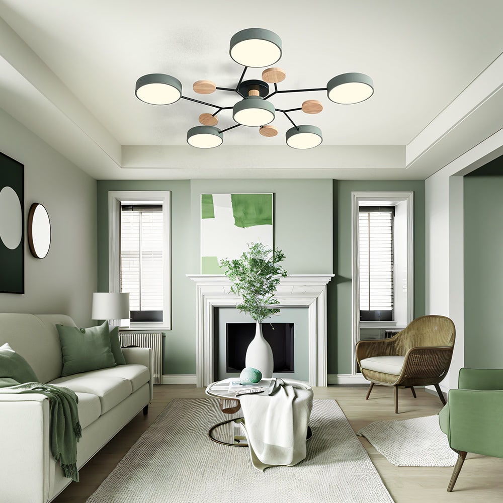 Modern LED Ceiling Wood Accents Living Room Decor - Image 34