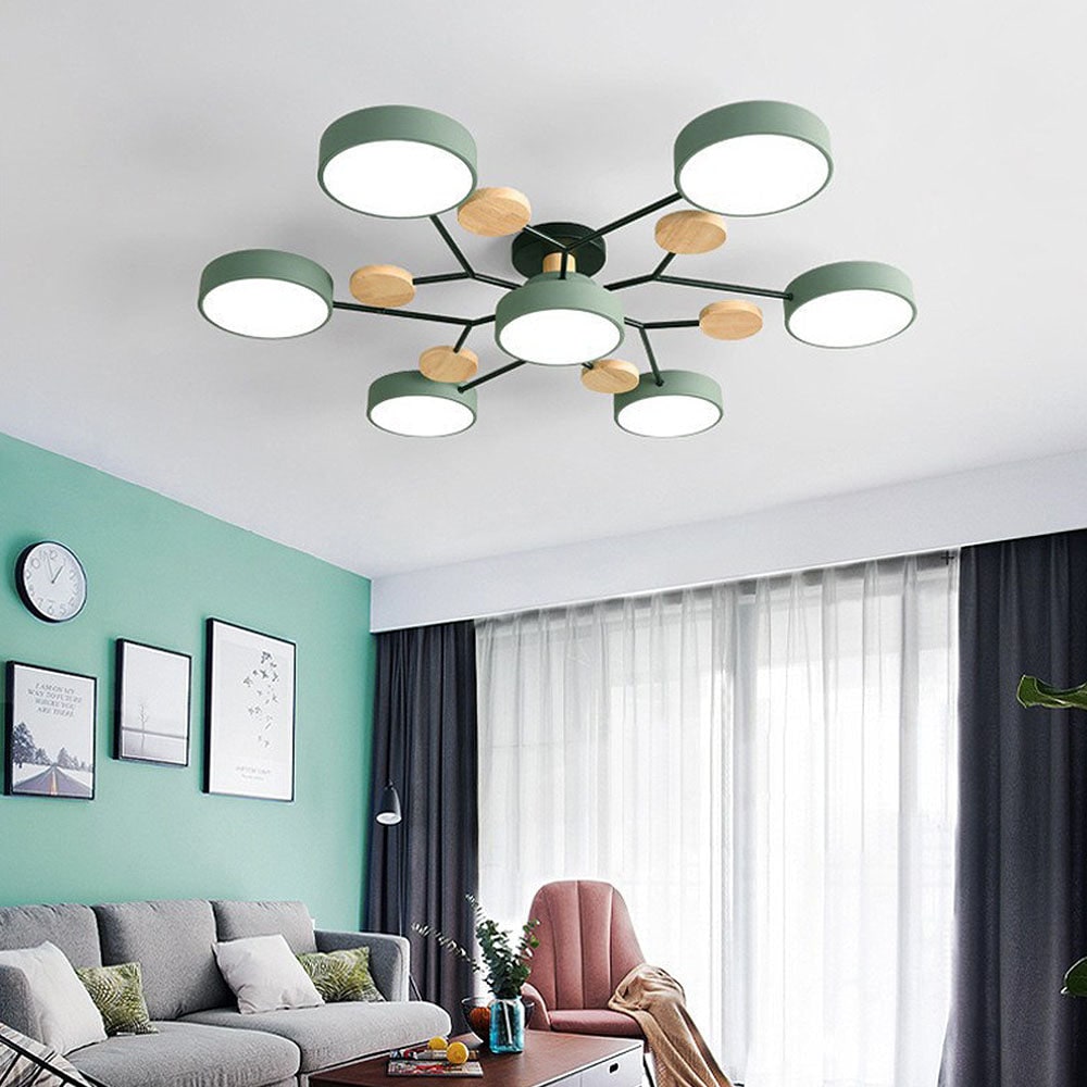 Modern LED Ceiling Wood Accents Living Room Decor - Image 35