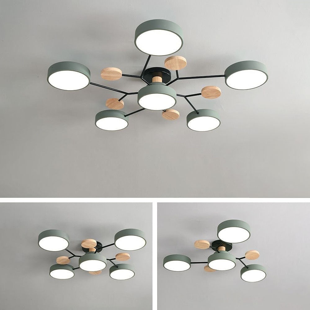 Modern LED Ceiling Wood Accents Living Room Decor - Image 38