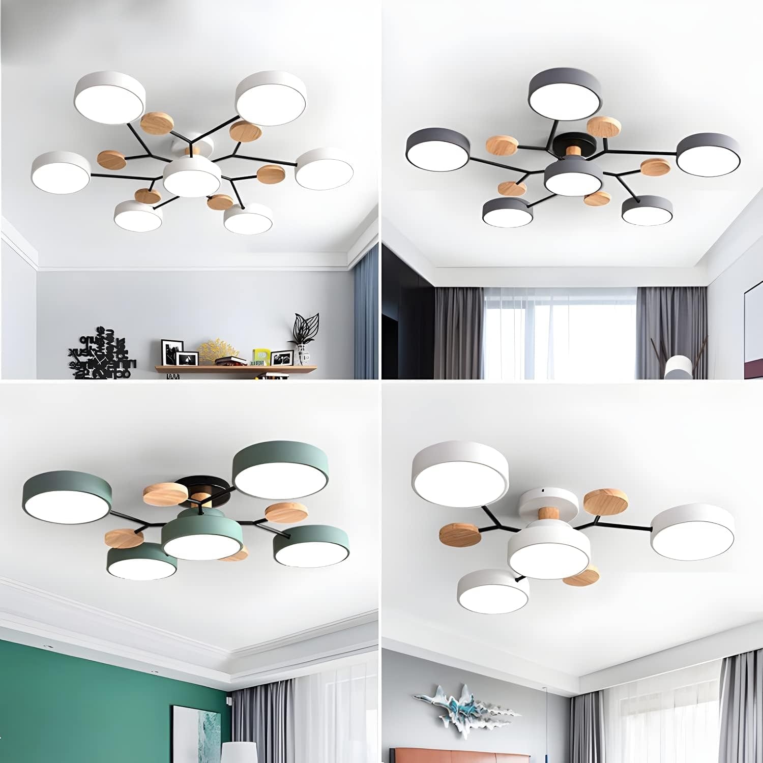 Modern LED Ceiling Wood Accents Living Room Decor - Image 40