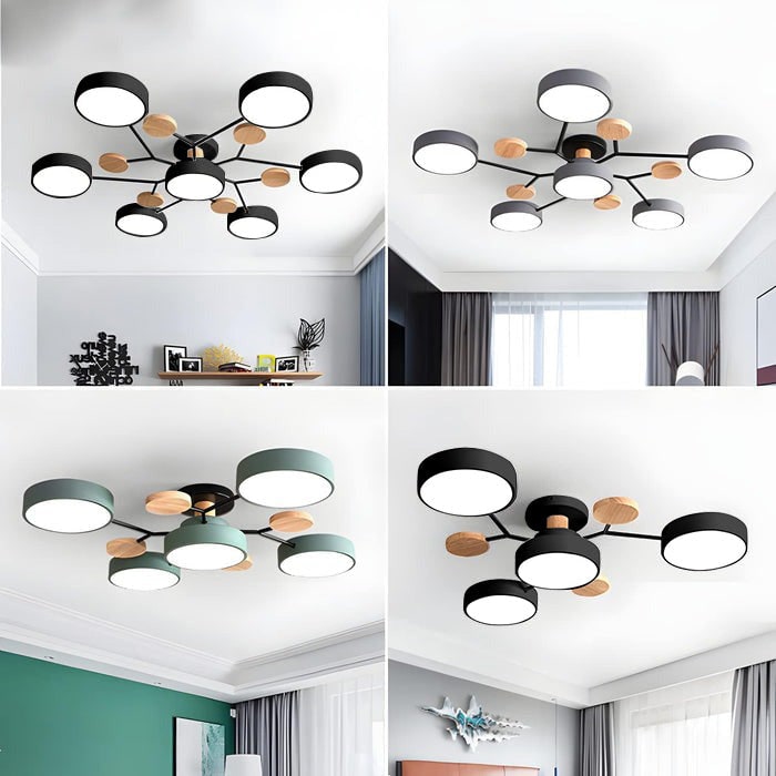 Modern LED Ceiling Wood Accents Living Room Decor - Image 41