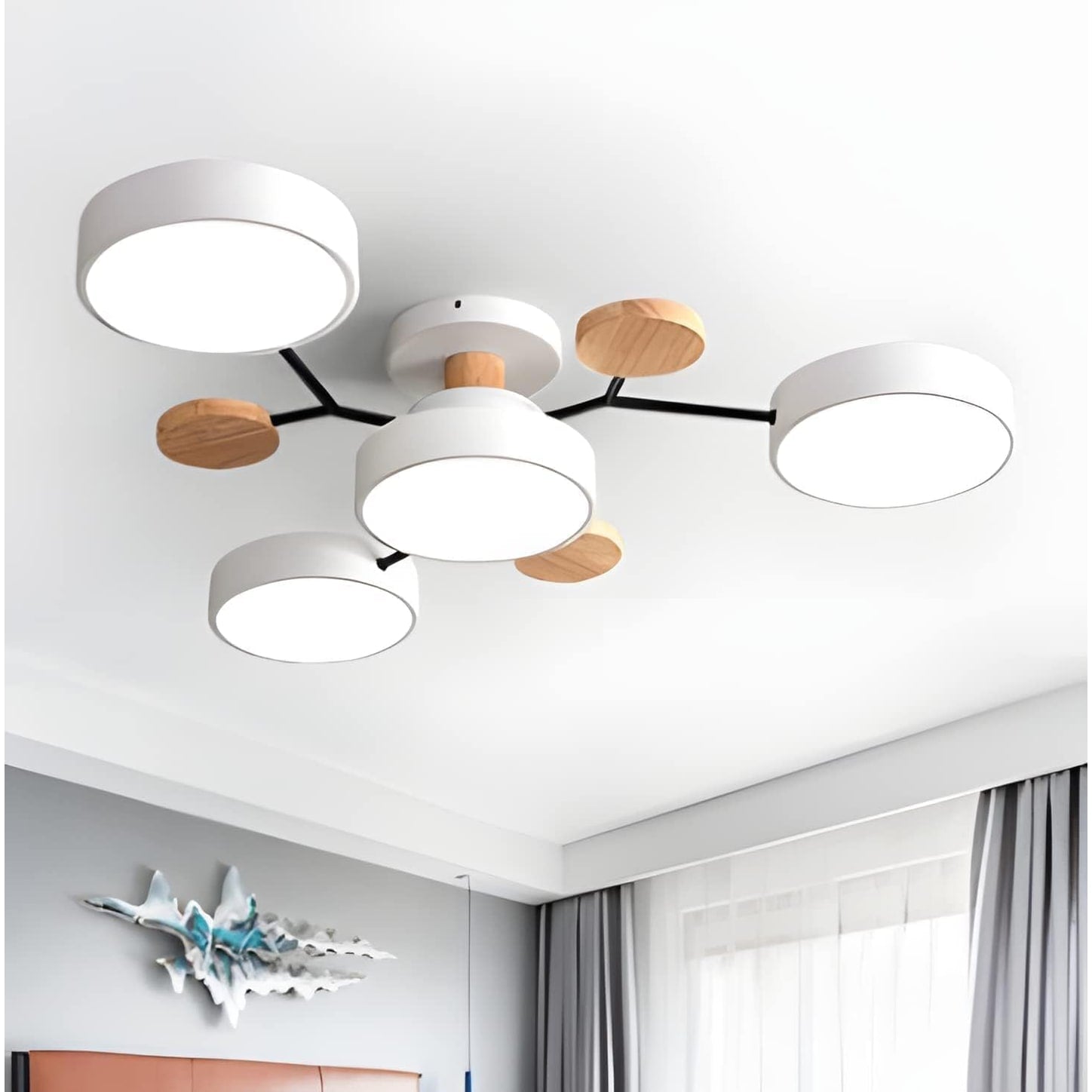 Modern LED Ceiling Wood Accents Living Room Decor - Image 43