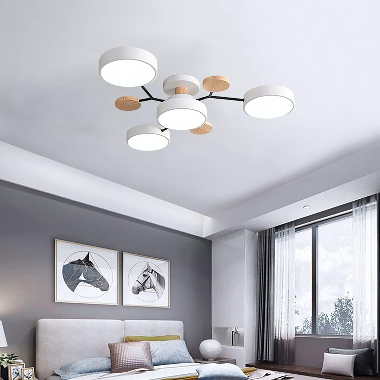 Modern LED Ceiling Wood Accents Living Room Decor - Image 45