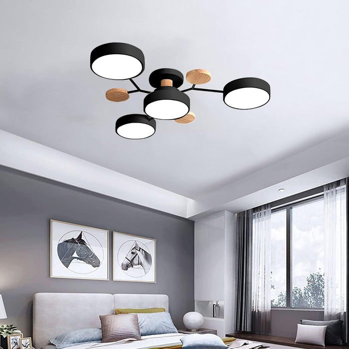 Modern LED Ceiling Wood Accents Living Room Decor - Image 5