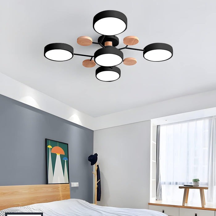 Modern LED Ceiling Wood Accents Living Room Decor - Image 6