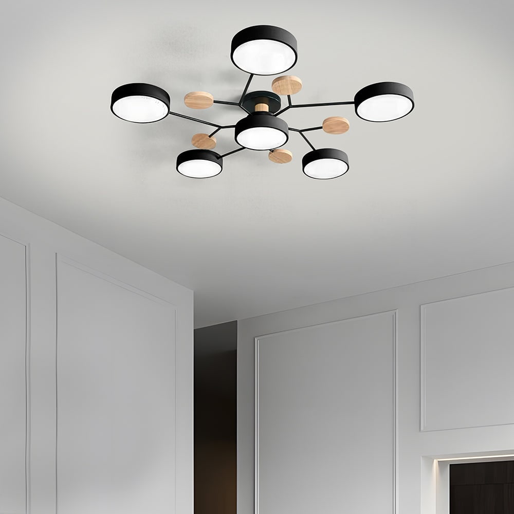Modern LED Ceiling Wood Accents Living Room Decor - Image 8