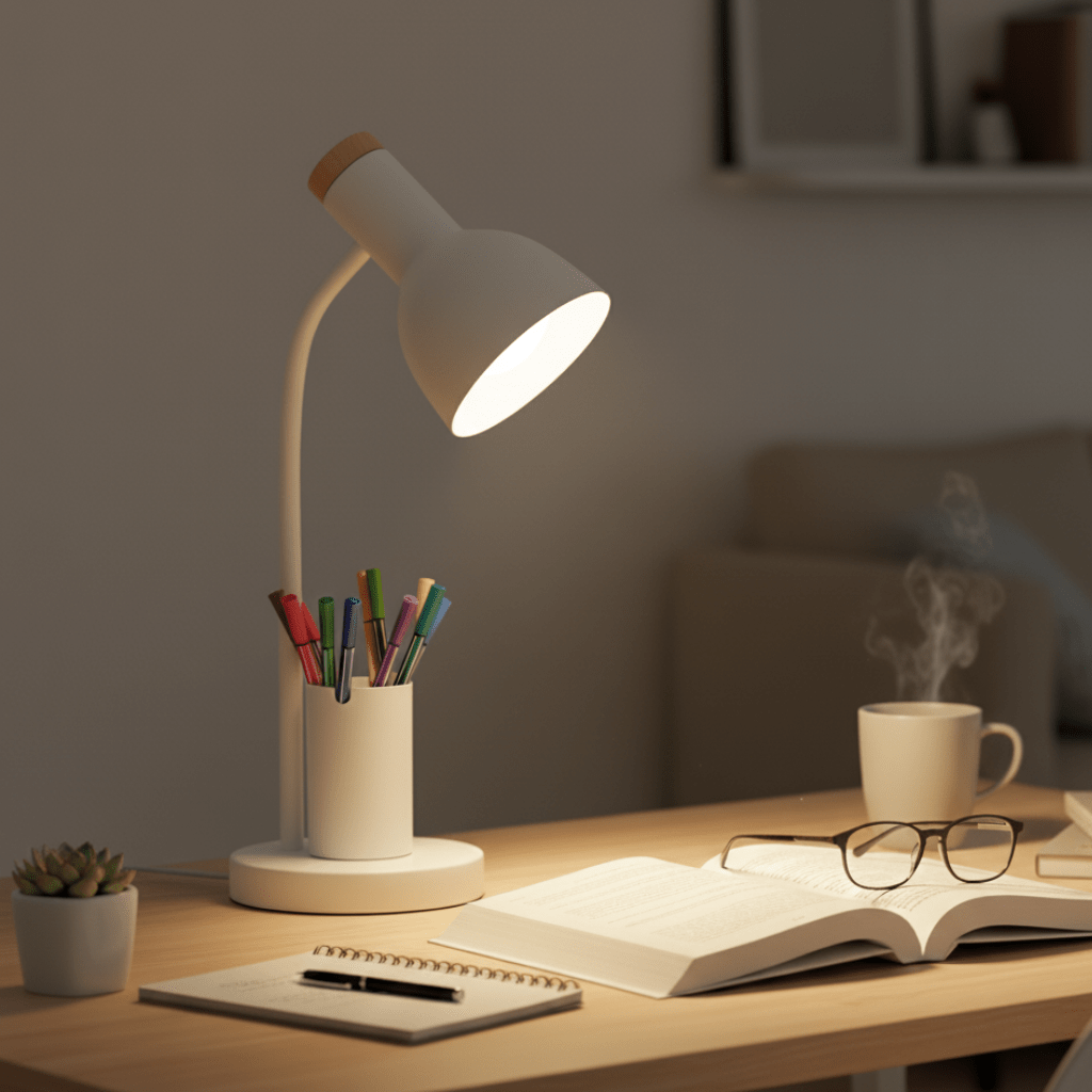 Modern LED Desk Lamp Pen Holder Home Office Use - Image 1