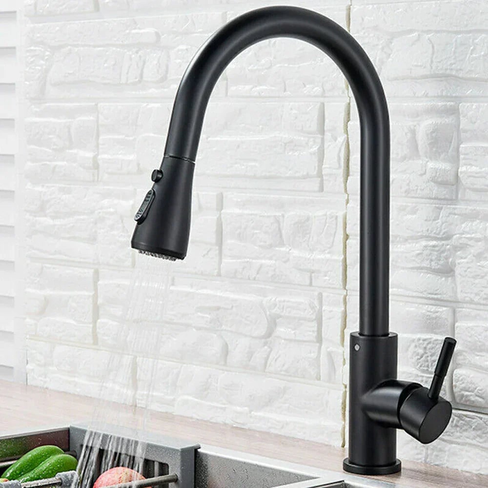 Modern Stainless Steel Kitchen Faucet Pull-Down Sprayer - Image 1