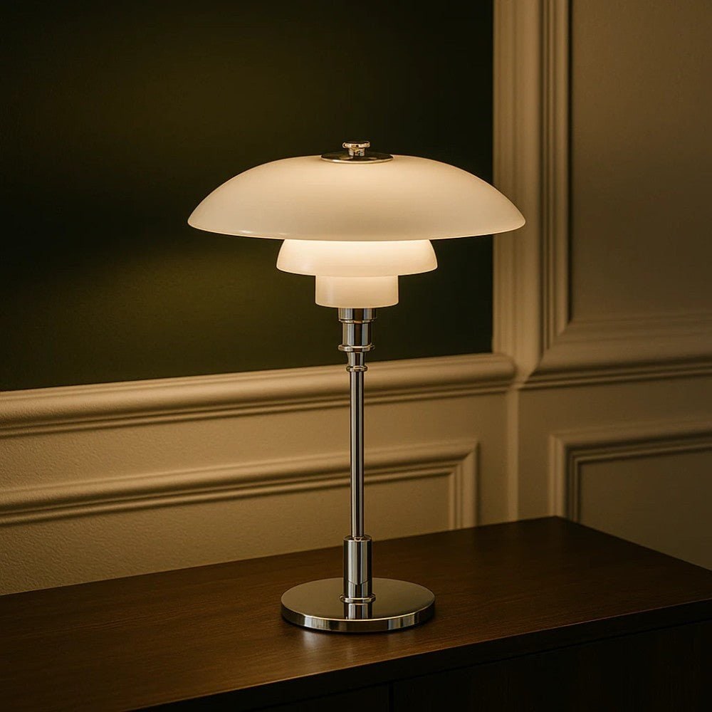 Modern Table Lamp Glass Shade and Adjustable Height Design - Image 10