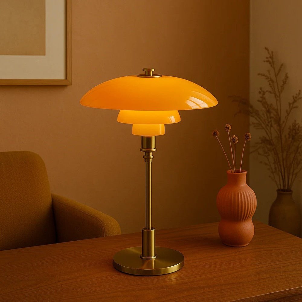 Modern Table Lamp Glass Shade and Adjustable Height Design - Image 11