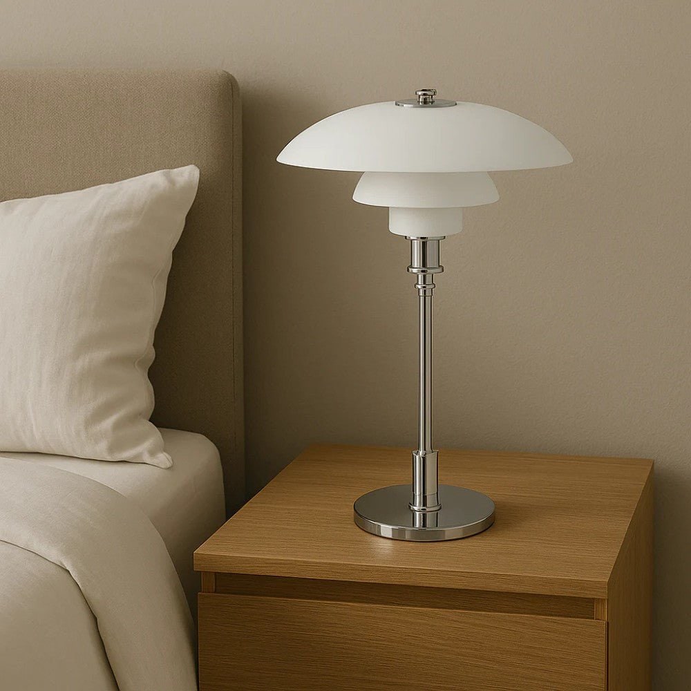 Modern Table Lamp Glass Shade and Adjustable Height Design - Image 3