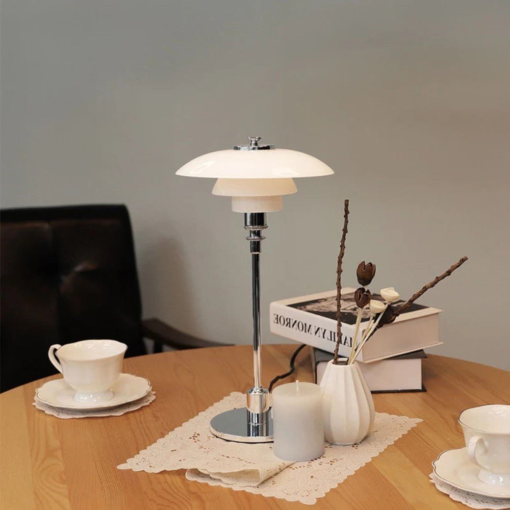 Modern Table Lamp Glass Shade and Adjustable Height Design - Image 5