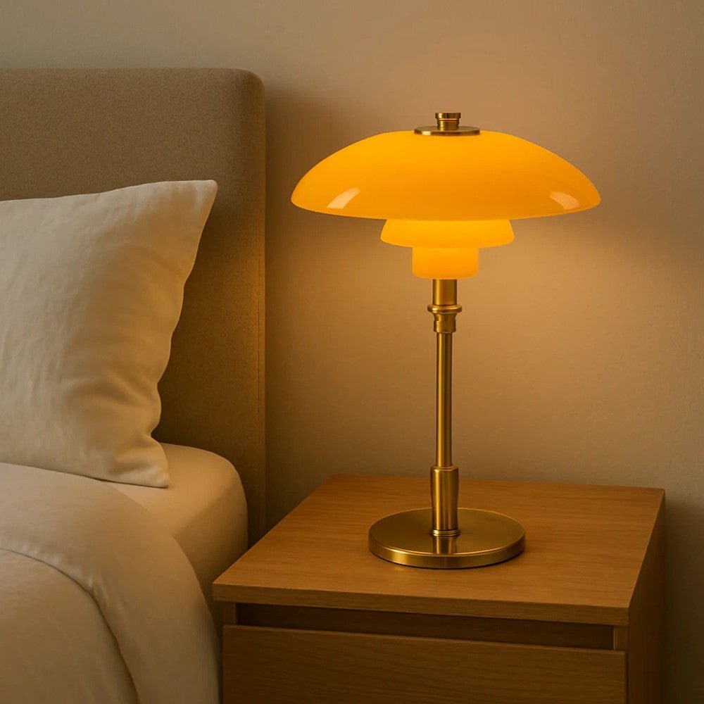 Modern Table Lamp Glass Shade and Adjustable Height Design - Image 7