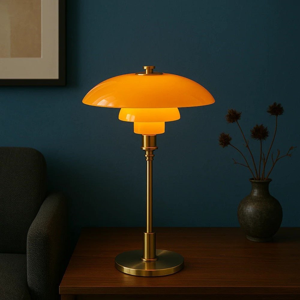 Modern Table Lamp Glass Shade and Adjustable Height Design - Image 9