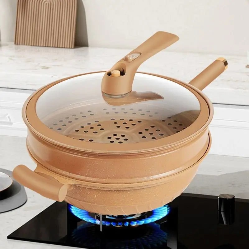Nonstick Wok Pan Lid Healthy Cooking and Stir-Frying - Image 1