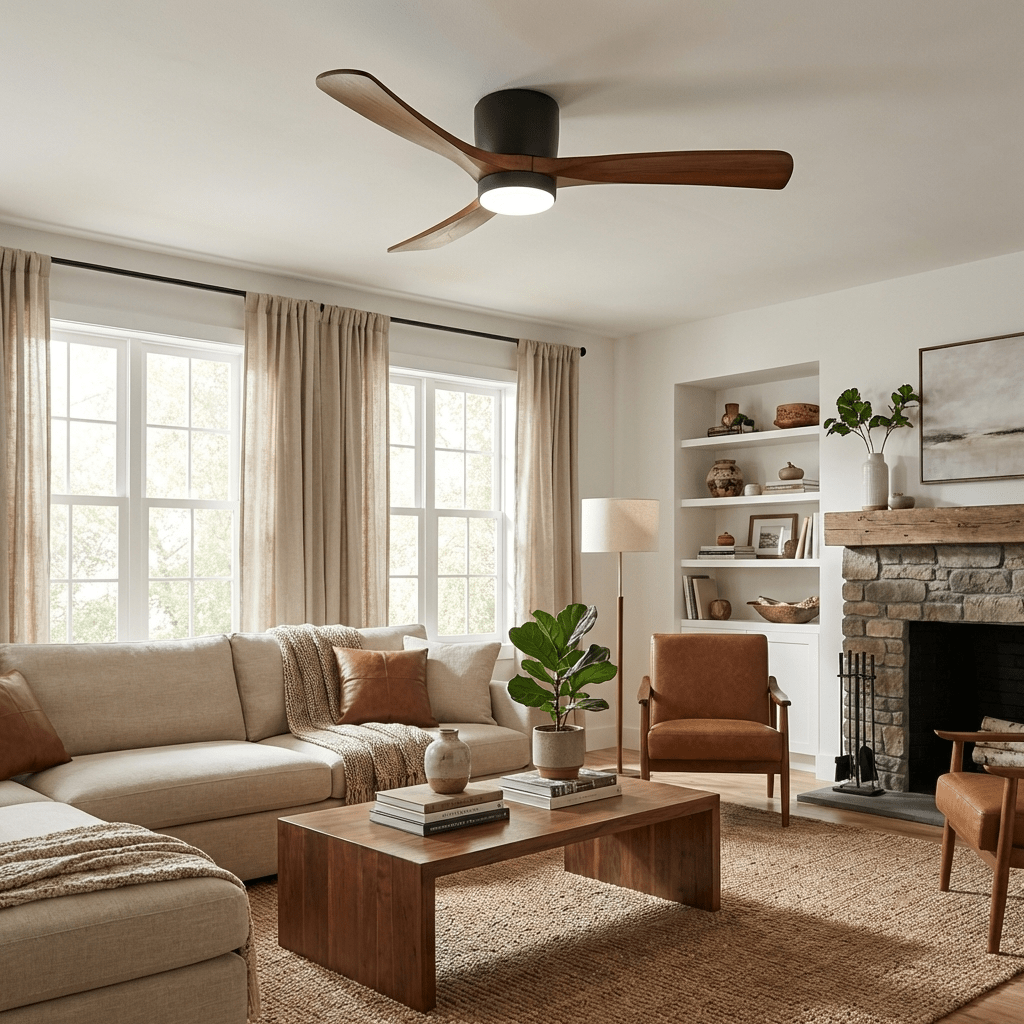 Nordic Wood Ceiling Fan Light Modern Design Living Room - Image 2
