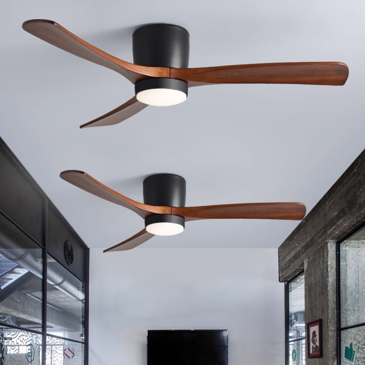 Nordic Wood Ceiling Fan Light Modern Design Living Room - Image 25
