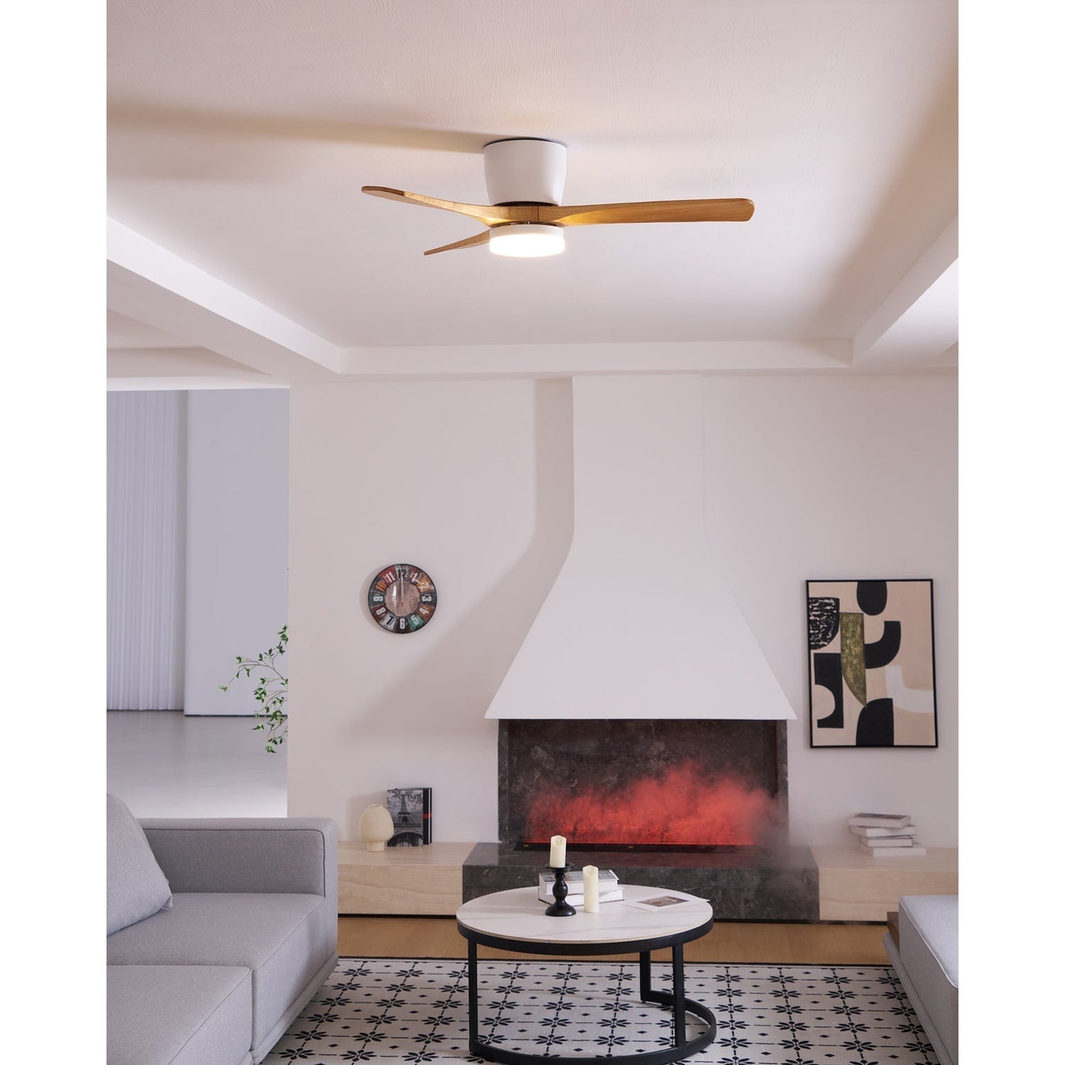Nordic Wood Ceiling Fan Light Modern Design Living Room - Image 55