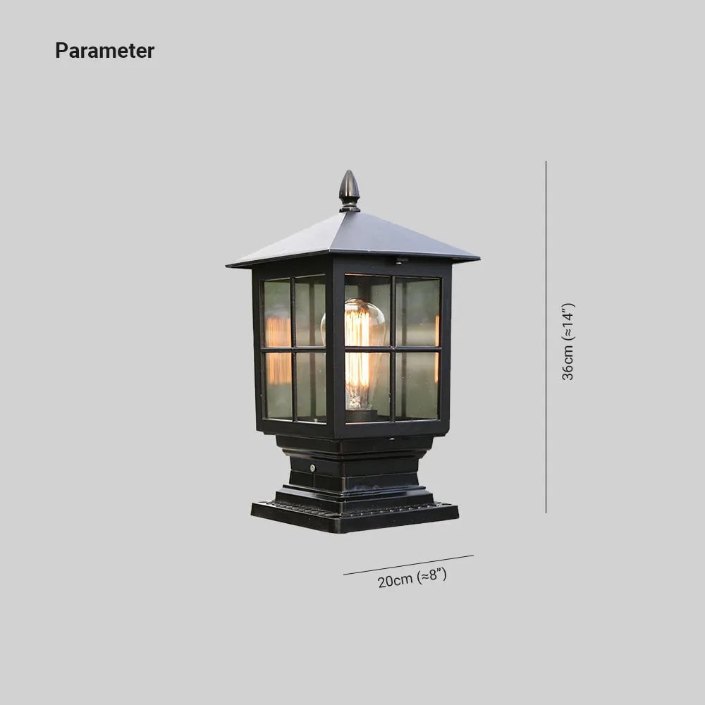 Outdoor Black Metal Lantern Post Light Garden Pathway Decor - Image 2
