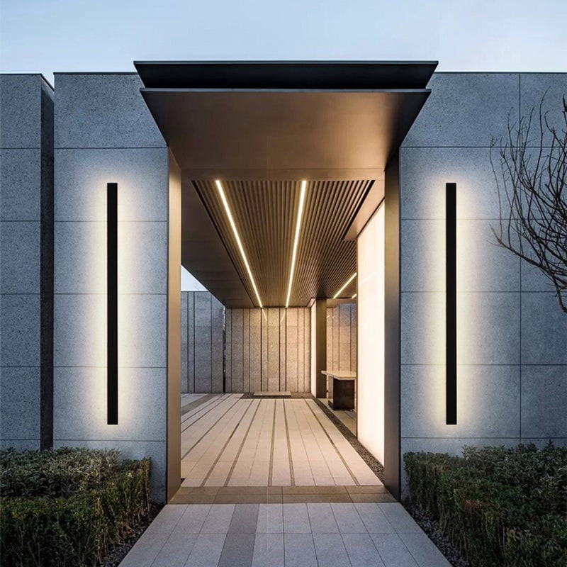 Outdoor Wall Lamp Minimalist Black Metal LED Waterproof - Image 29