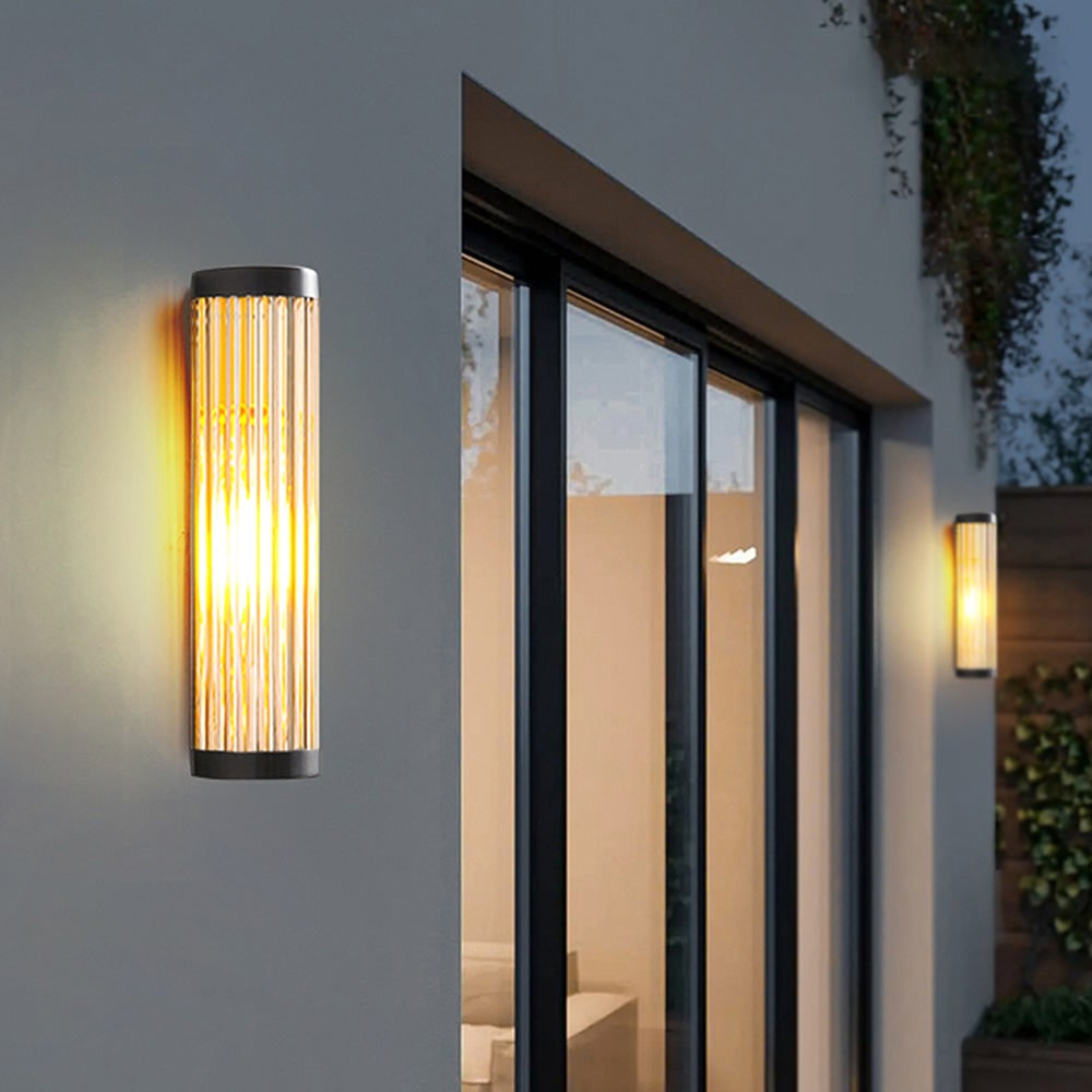 Outdoor Wall Light Fixture Modern Metal and Glass Design Cylindrical - Image 6
