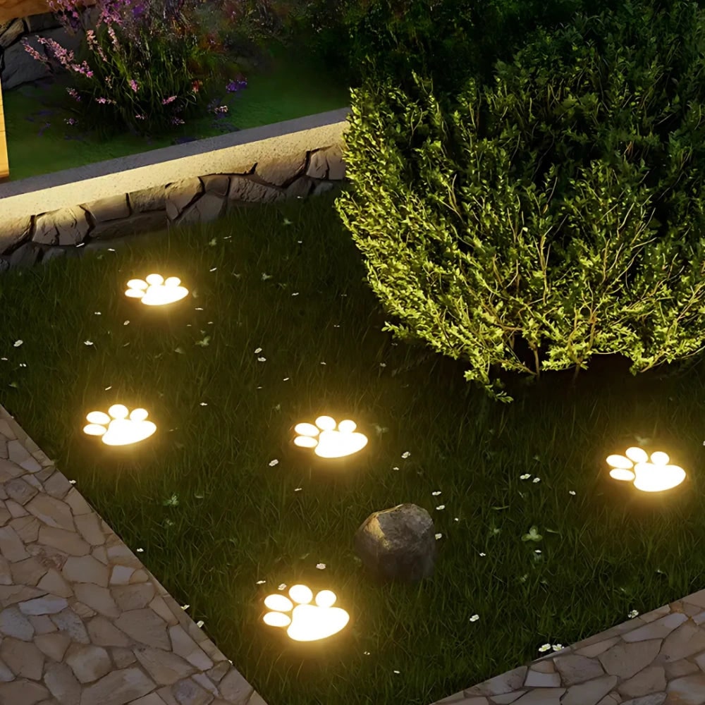 Paw Print Solar Garden Lights Outdoor Pet Decor - Image 1
