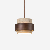 Pendant Light Travertine and Wood Modern - Image 1