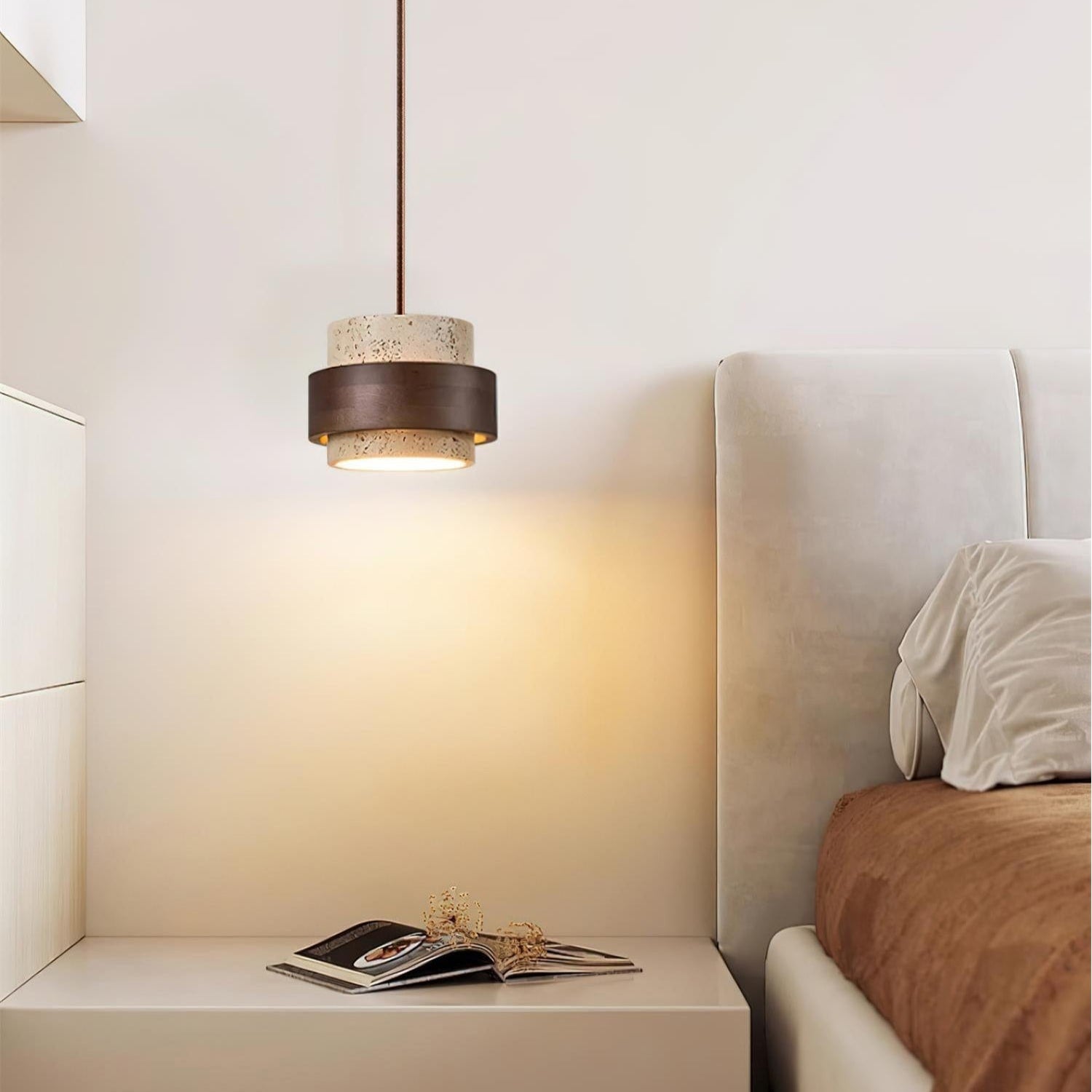 Pendant Light Travertine and Wood Modern - Image 11