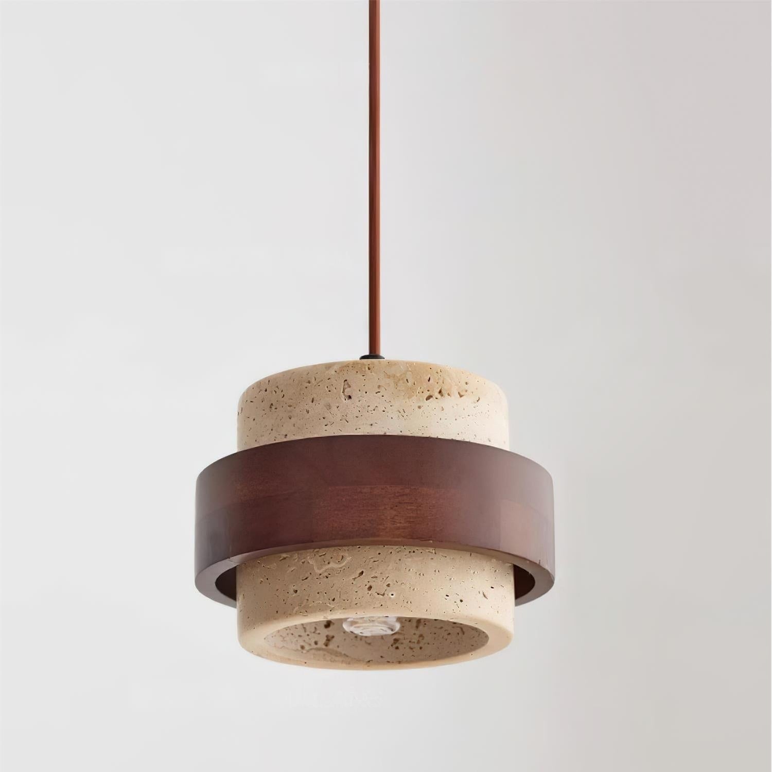 Pendant Light Travertine and Wood Modern - Image 14