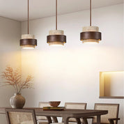 Pendant Light Travertine and Wood Modern - Image 16