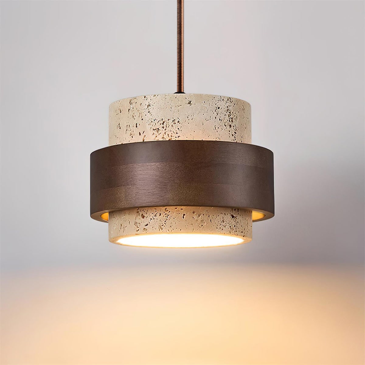 Pendant Light Travertine and Wood Modern - Image 18