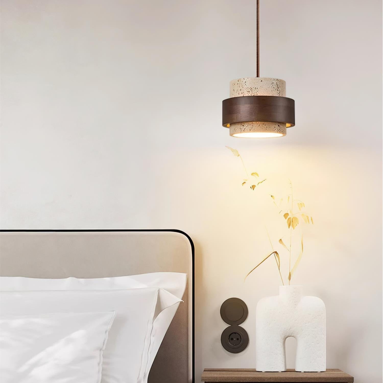 Pendant Light Travertine and Wood Modern - Image 19