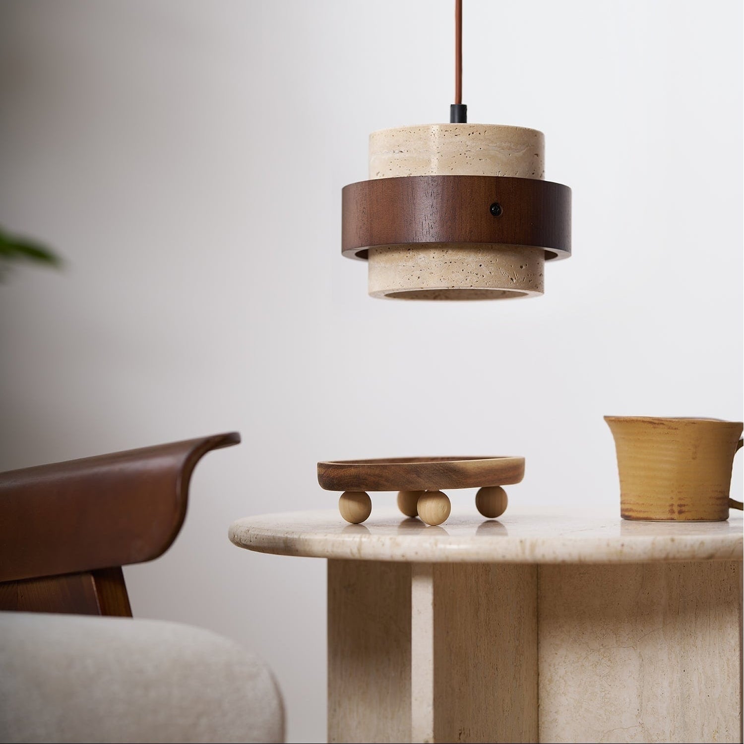 Pendant Light Travertine and Wood Modern - Image 26