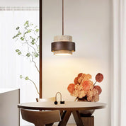 Pendant Light Travertine and Wood Modern - Image 3