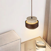 Pendant Light Travertine and Wood Modern - Image 5