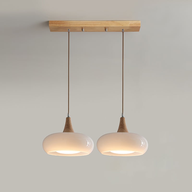 Pendant Light Wood Accent Modern Yellow Glass - Image 11