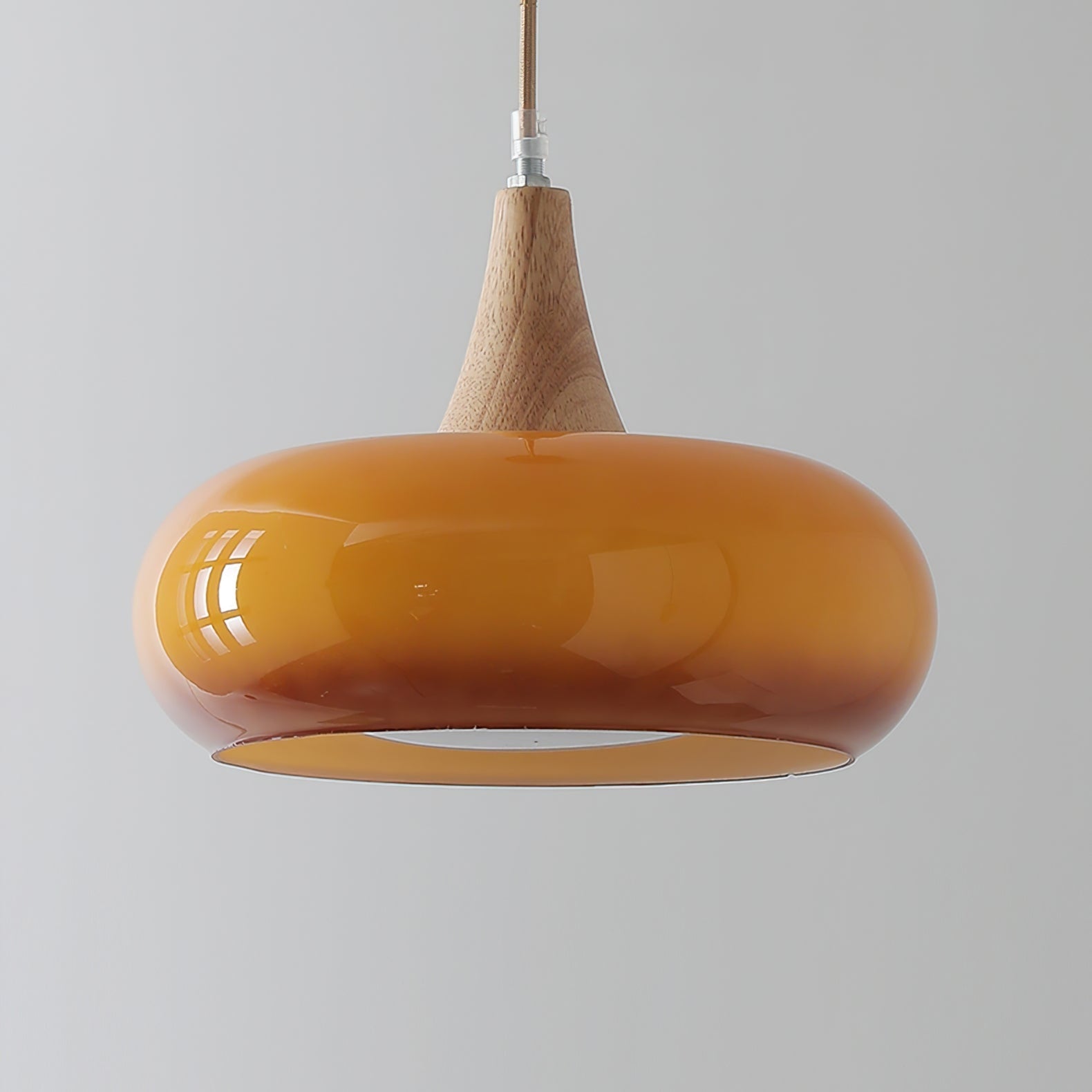 Pendant Light Wood Accent Modern Yellow Glass - Image 13
