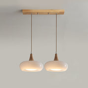 Pendant Light Wood Accent Modern Yellow Glass - Image 17