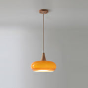 Pendant Light Wood Accent Modern Yellow Glass - Image 20