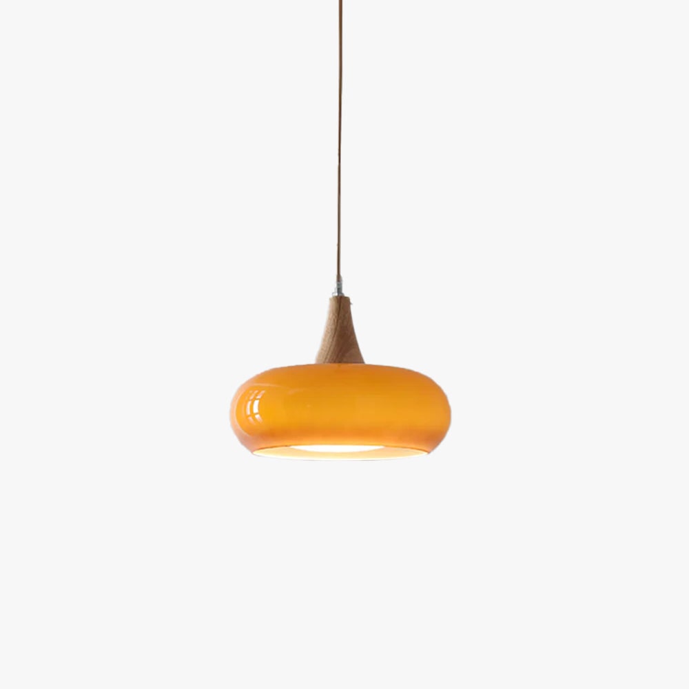 Pendant Light Wood Accent Modern Yellow Glass - Image 26