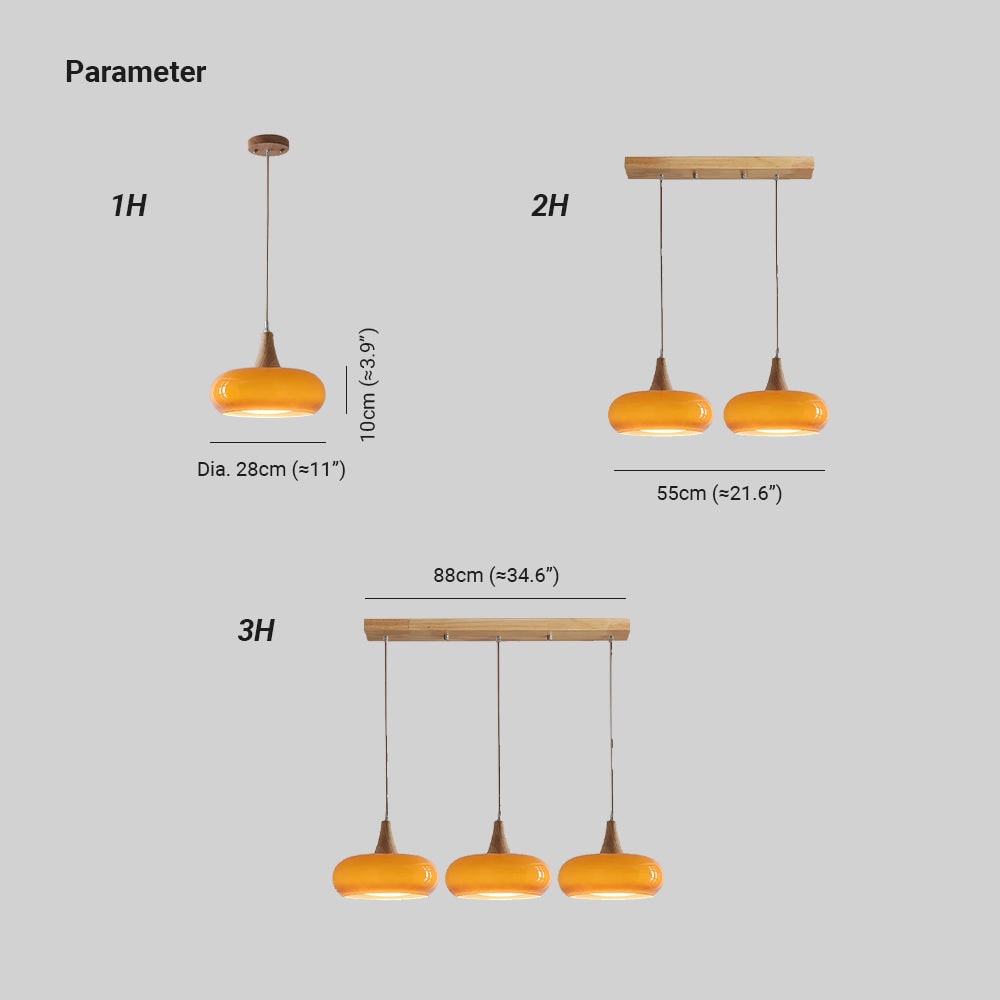 Pendant Light Wood Accent Modern Yellow Glass - Image 3