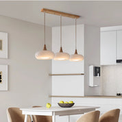 Pendant Light Wood Accent Modern Yellow Glass - Image 5